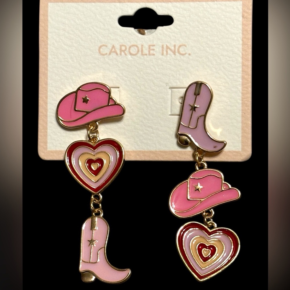 NWT•Carole Inc. Pink & Lilac Western drop Earrings